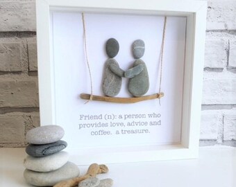 Handmade Pebble Art, Pebble Art Friends, Pebble Picture Friends, Pebble Gifts, Pebble Pictures. Mothers day Gift personalised, Mothers Day