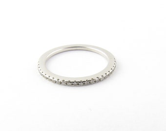 Vintage 14 Karat White Gold Diamond Wedding Band Size 5.5 #3636