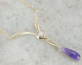 Amethyst and Diamond Drop Necklace QXMXHH-N