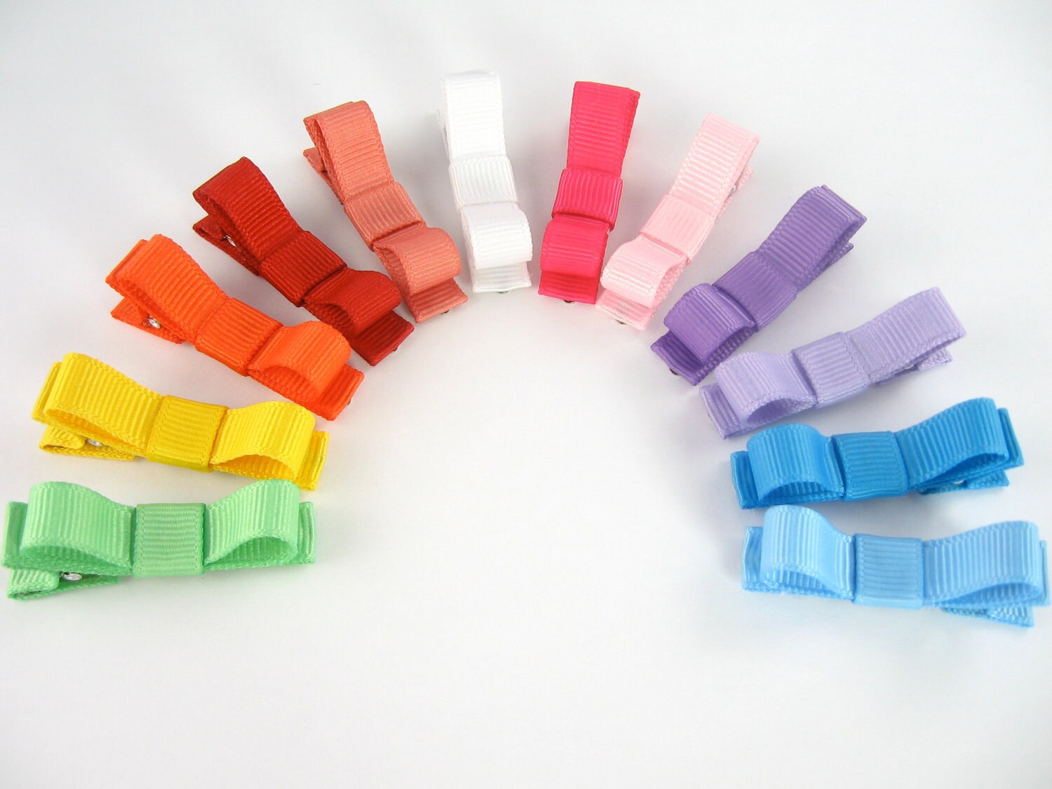 Barrettes For Babies Rainbow Set of 12 Tuxedo Bow Alligator