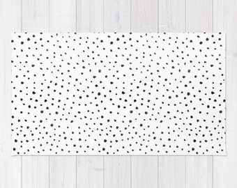 Dalmatian print area rug 2x3 rug black and white polkadot Living room 3x5 rug 4x6 area rug animal print throw rug bedroom rug dorm room rug