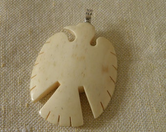 Carved Oxbone Eagle Pendant
