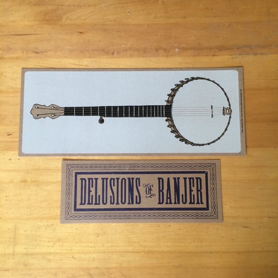BANJO GIFT PACK Poster and Sign clawhammer linocut and