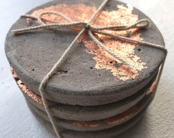 Set of 4 Concrete Copper Coasters