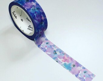 Lilac floral washi, watercolour washi tape, floral washi tape, planner washi, washi tape