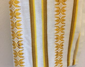 Vintage Tablecloth, Vintage Table Linens, Mustard Yellow Tablecloth, Thanksgiving
