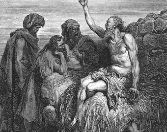 Gustave Dore: Job Speaks With His Friends. Fine Art Print/Poster. (4875)