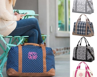 Monogrammed Weekender Travel Bag, Personalized Grey Weekender Bag, Weekend Bag Women, Personalized Overnight Bags, Personalized Luggage
