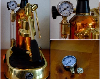 Pressure gauge / adapter set for La pavoni europiccola Brass / stainless