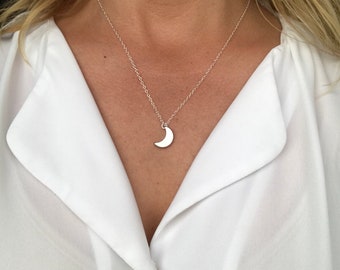 Sterling Silver Moon Necklace, Crescent Moon necklace, Silver necklace, Moon necklace, Minimalist Necklace, Moon jewelry, Celestial Jewelry