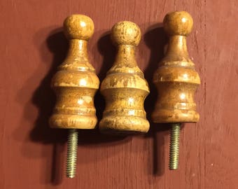 Set of 3 Vintage Wood Finials