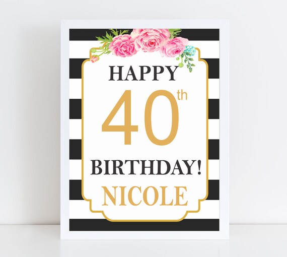 Items similar to Happy Birthday Sign, Happy 40th Birthday, Birthday ...