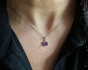 Amethyst Necklace/ Purple Amethyst Necklace/ Sterling Silver Amethyst Necklace/ February Birthstone Necklace/ Purple Gemstone/ Birthday Gift