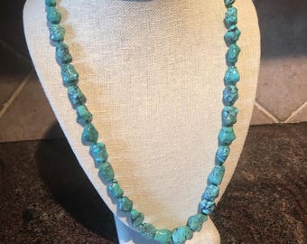 Turquoise necklace, turquoise stone necklace
