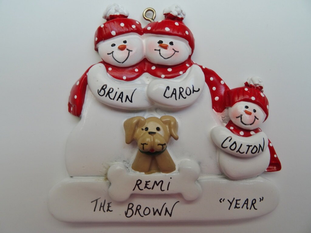 Personalized Family Christmas Ornaments With Dog 