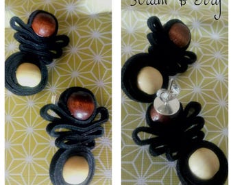 Elegant long earrings with wooden beads