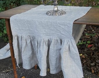 Linen Table Runner Ruffled Linen Runner Wedding Décor Table Settings Table Decor French Country Farmhouse Wedding Gift Custom