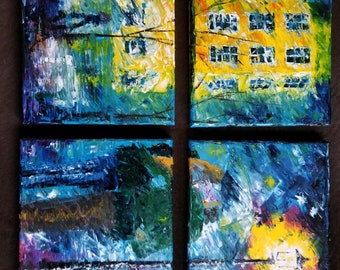 4 panel, palette knife painting