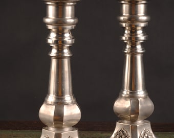 Pewter Footed Candlesticks, Portugal