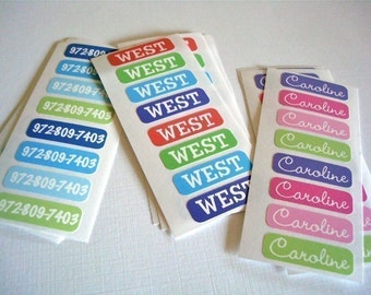 TINY iron-on name labels - set of 28 - assorted colors