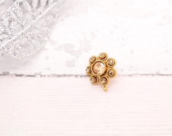 Antique Gold Small Indian Nath Nose Piece Nose Clasp Indian Bollywood Inspired