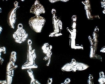 Mexican Milagro Charms. Devotional charms. Mexican Folk Art. For jewelry. Religious church talismans. Frida Kahlo.