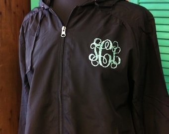 Glitter Vinyl Monogrammed Rain Jacket Personalized Rain Coat a1