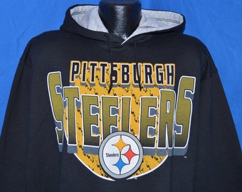 90s Pittsburgh Steelers Black Vintage Hooded Sweatshirt XL