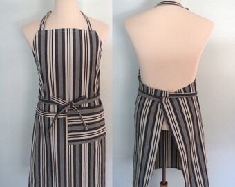 Railroad Stripe Denim Apron with Pocket and Towel Loop, Hickory Stripe Apron, Work Apron, Denim Utility Apron, Jeans Apron, Men's Chef Apron