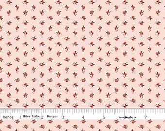 Peach & Coral Floral Fabric, Tiny Flowers Fabric, Riley Blake Apricot and Persimmon C4902 Petal, Peach Small Floral Quilt Fabric, Cotton