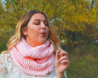 Pink infinity scarf, pink cowl, pink cowl scarf, infinity, infinity scarf