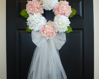 spring wreaths for front door wreaths wedding bridal shower decorations wreaths hydrangea wreath wedding-front door decorations-veil