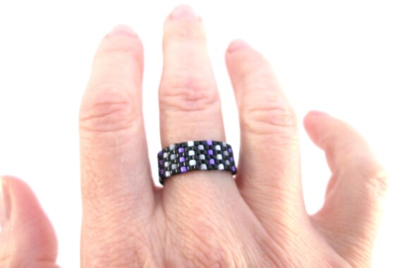 polka dot asexual pride ring casual peyote ring ace pride