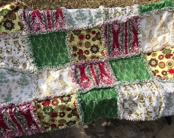 READY TO SHIP Christmas rag quilt - Christmas quilt - Christmas throw - Christmas blanket - Christmas decor - Christmas gift #Q107