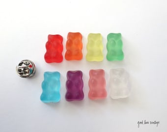 Gummy Bear Pin Earrings Candy Button Fake Food Gummi Dessert Snack Jewelry Tie Coat Pin Purse Flair Kawaii