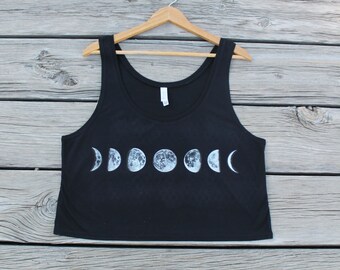 Moon Phases Black Crop Top