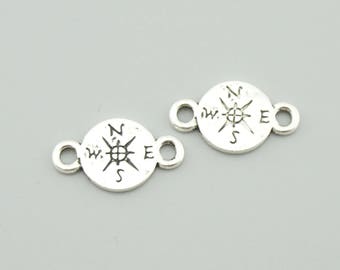 30pcs 16x9mm Antique Silver Compass Charm Pendants Connectors ZH933