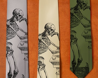 Skeleton Tie - SILK Necktie - Skull Tie - Gift For Men - Men's Neck Tie - Unique Gifts for Him - Skull Gifts