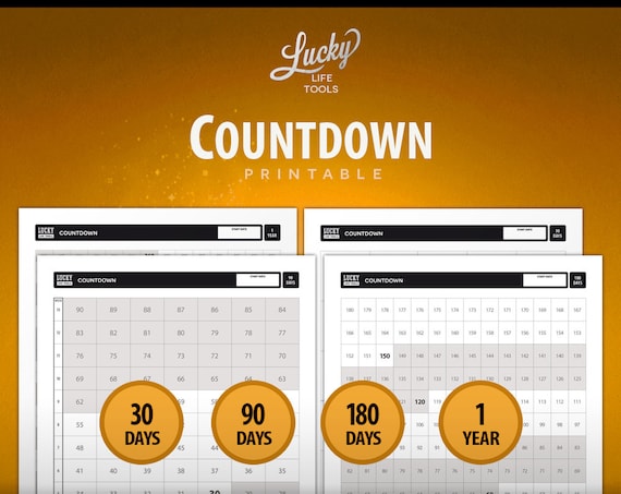 Countdown "Don't break the chain" Calendar & Day Counter / Tracker; Printable PDF; Letter size 8.5"x11"