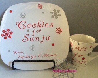 Cookies For Santa Plate with Glass or Mug