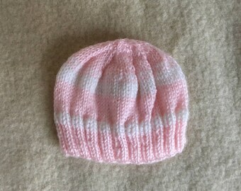 Pink & white dolls hat