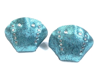 Light Blue/Teal Glitter Suede Roller Skate Toe Caps