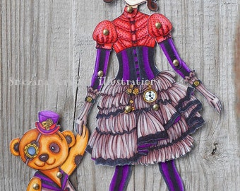 Stempunk Paper Doll - Articulated Paper Doll (already cut and assembled)