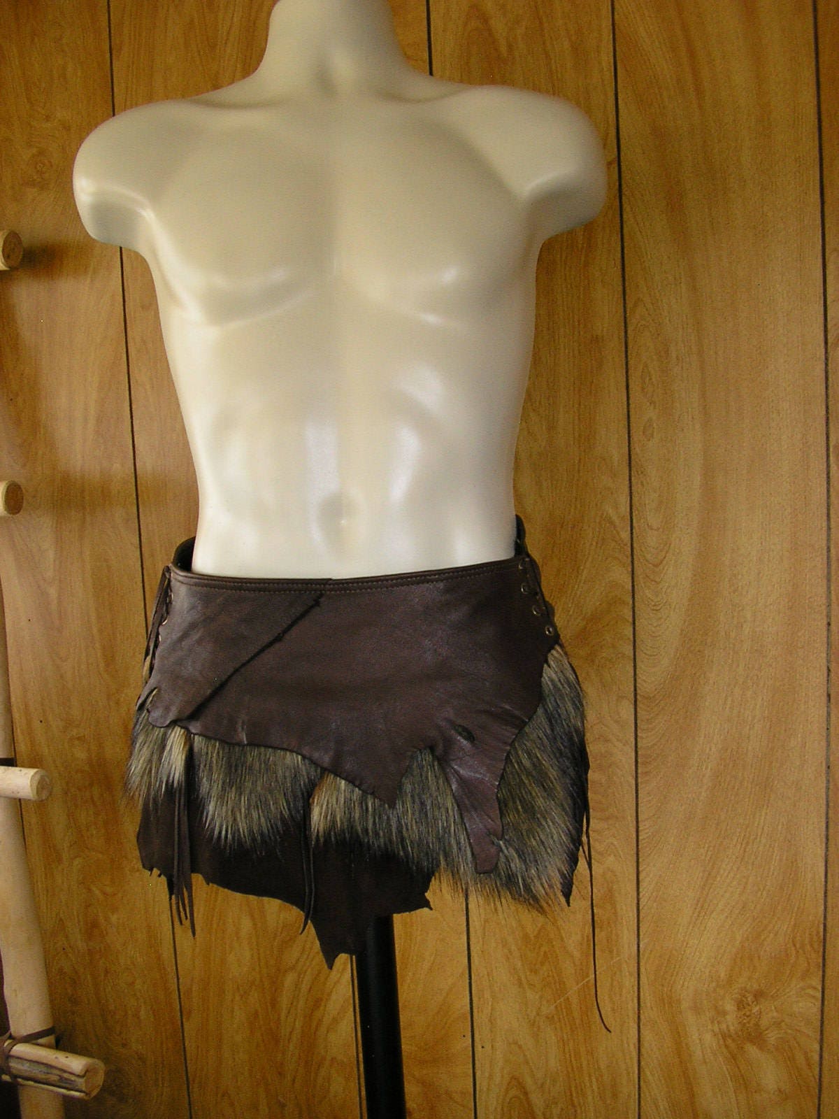 Large Barbarian leather loincloth  Unisex Made to order faux