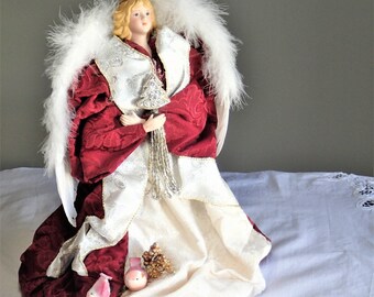 Ceramic Angel, Christmas Tree Topper, Handmade, Christmas Angel Tree Topper, Table Angel Decor, Vintage Xmas Tree Toppers, Porcelain Angel