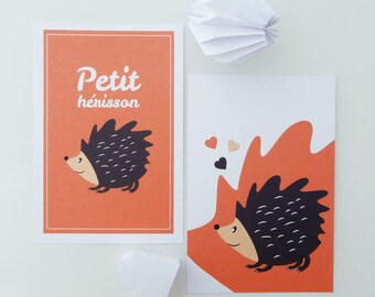 Set of four illustrations for children "Hedgehog"