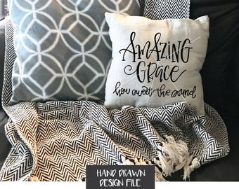 Amazing Grace How Sweet The Sound SVG , Cut File , Silhouette , Cricut , Christian SVG , Bible Verse SVG , Stencil , God svg , Hand Lettered