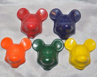 Recycled Crayons Mouse Shapes Crayons, Total of 5 Crayons. Boy or Girl Kids Unique Party Favors, Crayons.