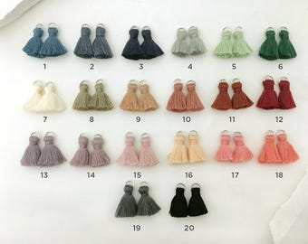 5 Small Tassels with Jump Rings | Mini Tassel | Cotton Tassels With Loop for Jewelry Making Pink Blue Black Orange Green Red White Grey Gray