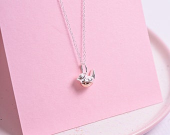 Sterling Silver and Rose Gold Robin Redbreast Necklace - Birthday Gift - Bird Necklace - Bird Jewellery